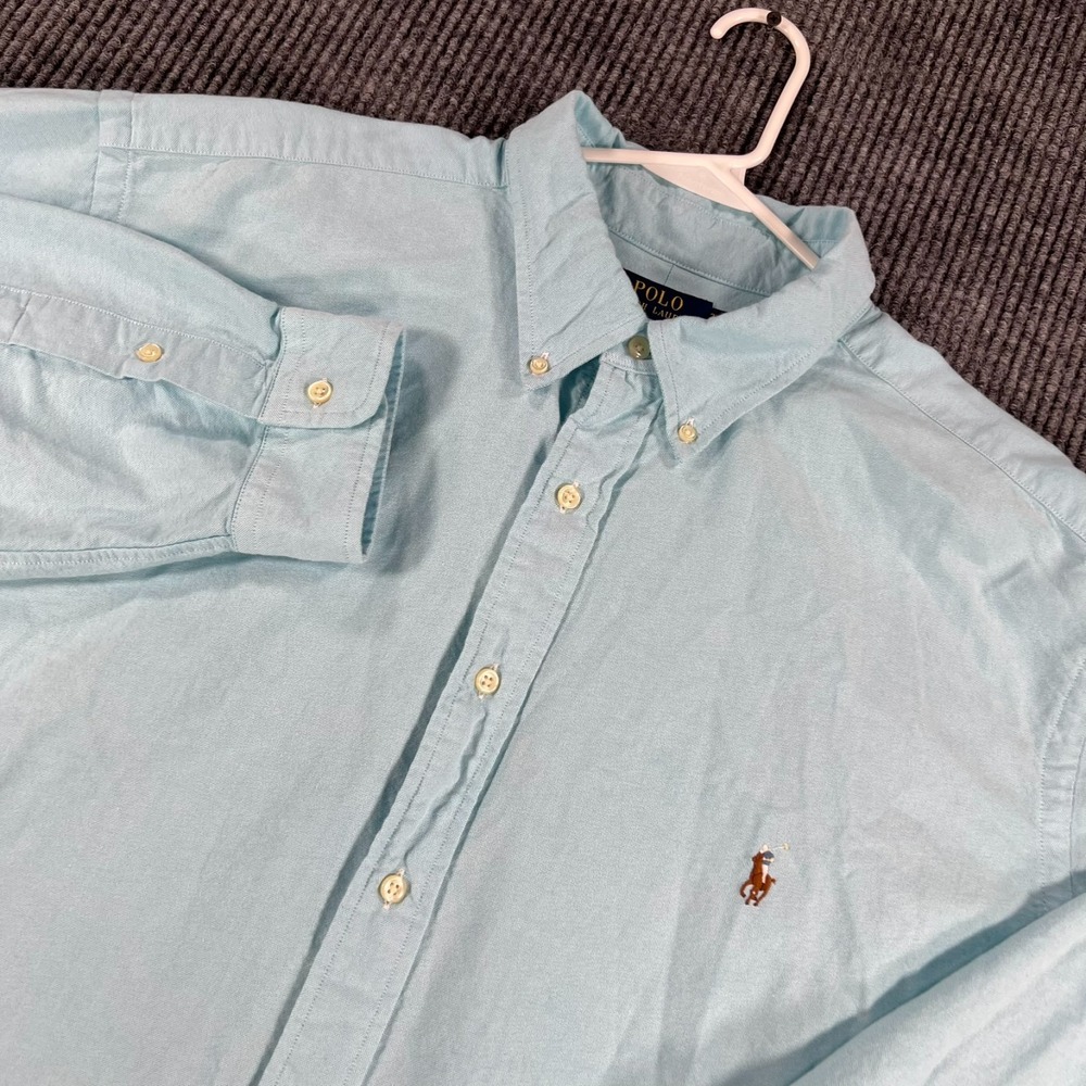 Polo Ralph Lauren Shirt Mens 2XB Big Blue Long Sleeve Button Down Pony Casual